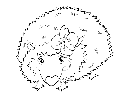 Coloring book hedgehog with a little flower Coloring book hedgehog with a little flower